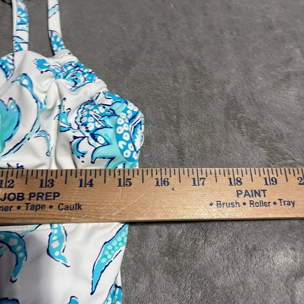 Lands End Tankini Swim Top Womens 16 Blue Floral Beach Vacation Cruise Summer - Picture 9 of 12